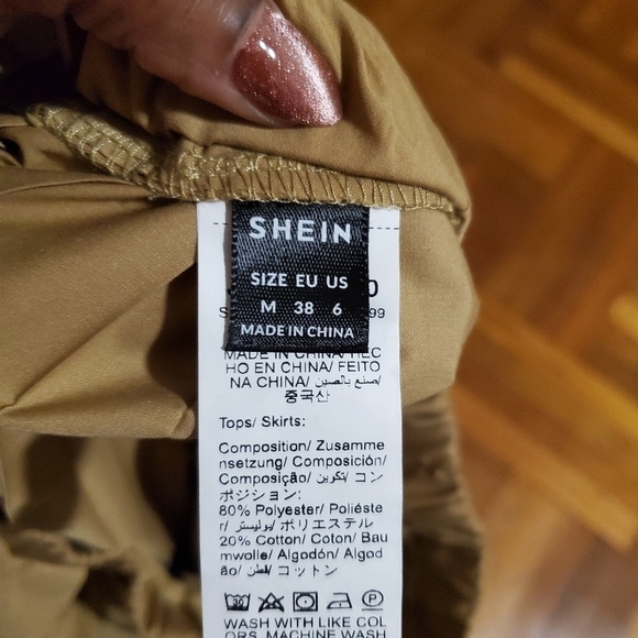 Shein Pleated Long Maxi  A-line Skirt Camel Tan Size 6 - Picture 3 of 3